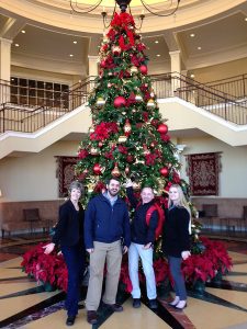 One of the *many* decorated trees. This building smelled like cookies.