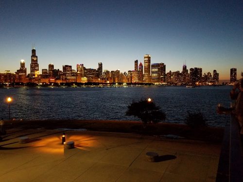 View of Chicago skyline from Adler Planetarium