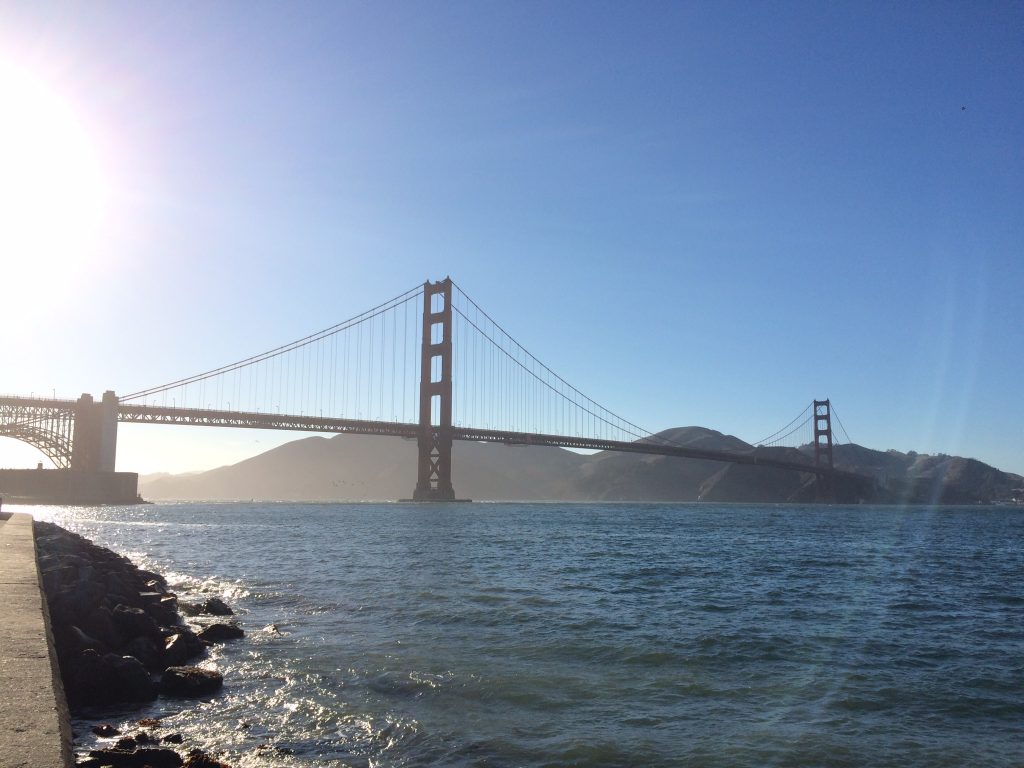 San Francisco–Oakland Bay Bridge seen from the Golden Gate Promenade (June 29, 2015)