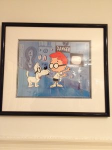 Hanging in the IA's basement is an animation cel of Mr. Peabody and Sherman and their WABAC Machine, which was used to transport the two back in time to visit important, historic events.