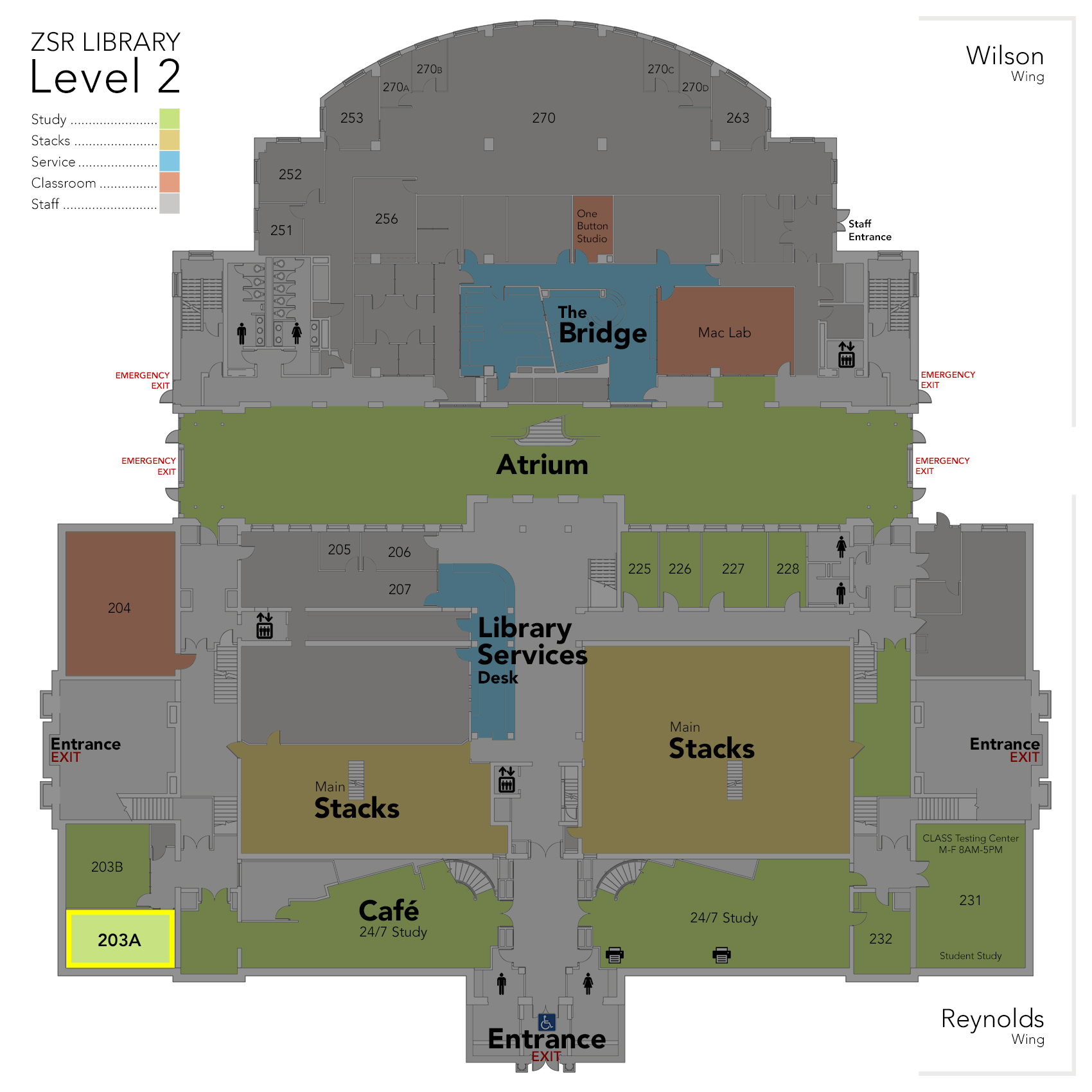 Level 2 Study Room 203A map