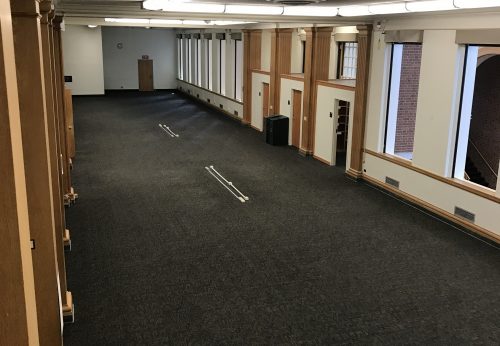 photograph of a cleared space on 4th floor of Reynolds wing, in advance of demolition.