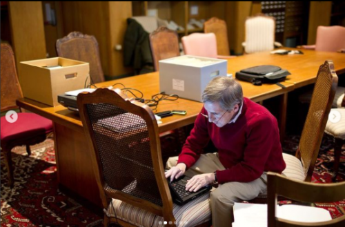 Dr. Gladding working in the Special Collections & Archives Research Room in ZSR Library