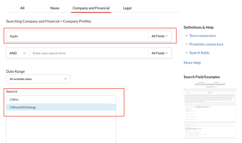 Screenshot of NexisUni interface