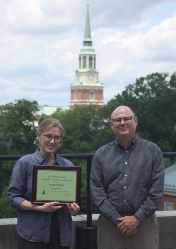 Megan Mulder with Tim Pyatt, Dean of the Library