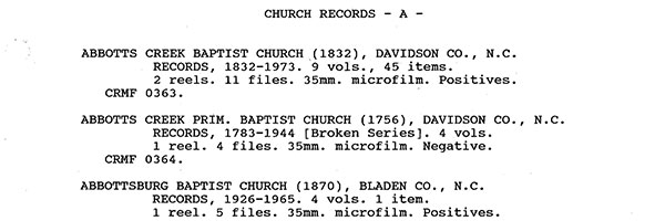 North Carolina Baptist Historical Collection Resources