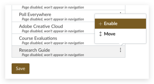 menu in canvas showing placement of research guide tool