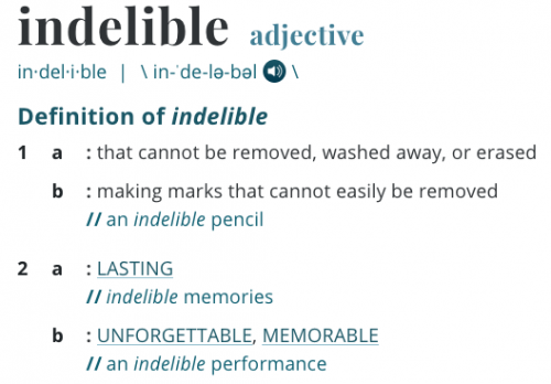 Definition of "indelible"