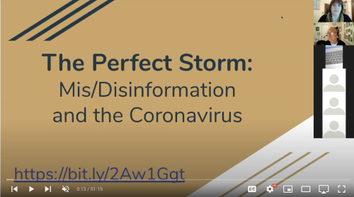 Screenshot of The Perfect Storm: Mis/Disinformation and the Coronavirus online workshop