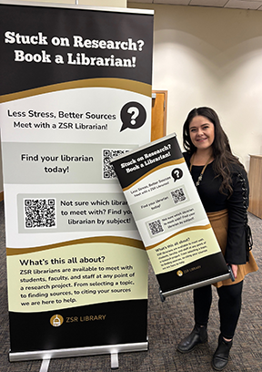 Danielle Key with ZSR Personal Research Session Banners
