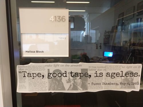 Photo of Melissa Block's office name plate