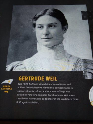 Gertrude Weil of Goldsboro, NC, who was involved in the suffrage movement