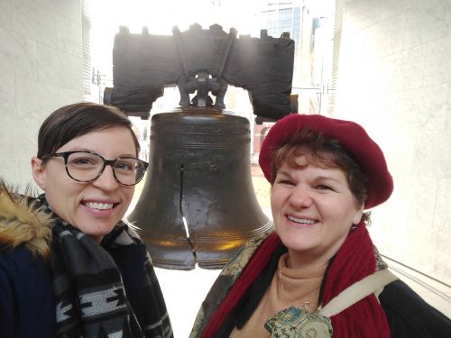 Mary Beth and Kathy at the Liberty Bell 