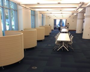 The enclosed booths located in the Jones Open Lab area of the Edge are one of the most popular study spots for students (so much so that each booth was occupied and I was unable to steal a photo as the booths were turned to the windows). 