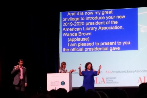 Wanda Brown receives presidential gavel
