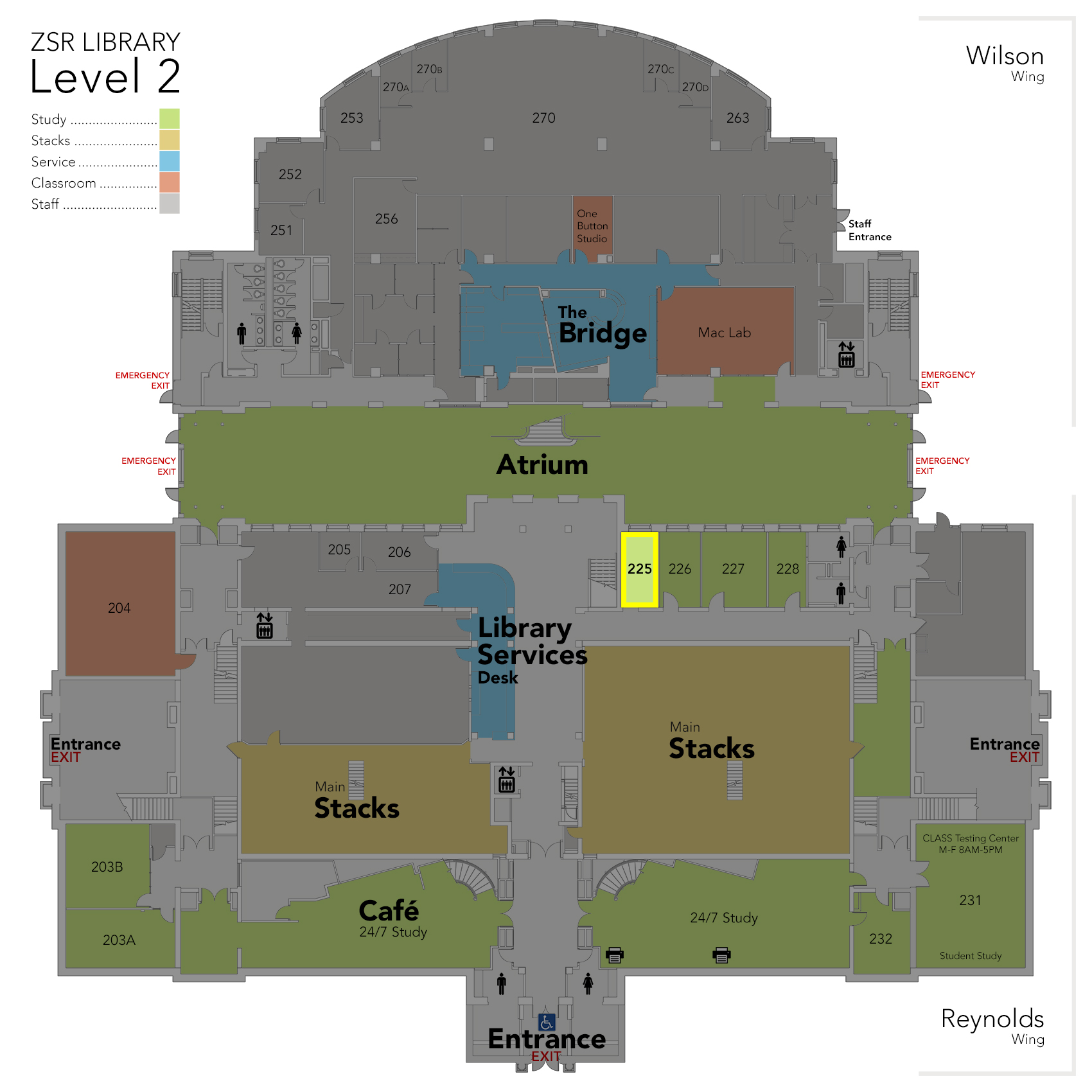 Level 2 Study Room 225 map
