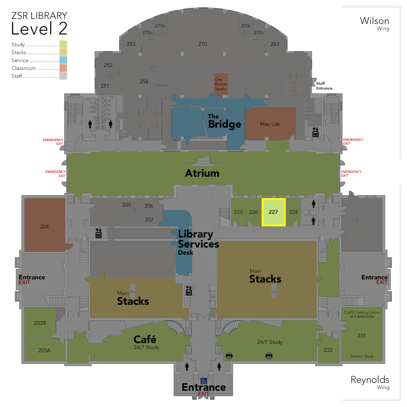 Level 2 Study Room 227 map