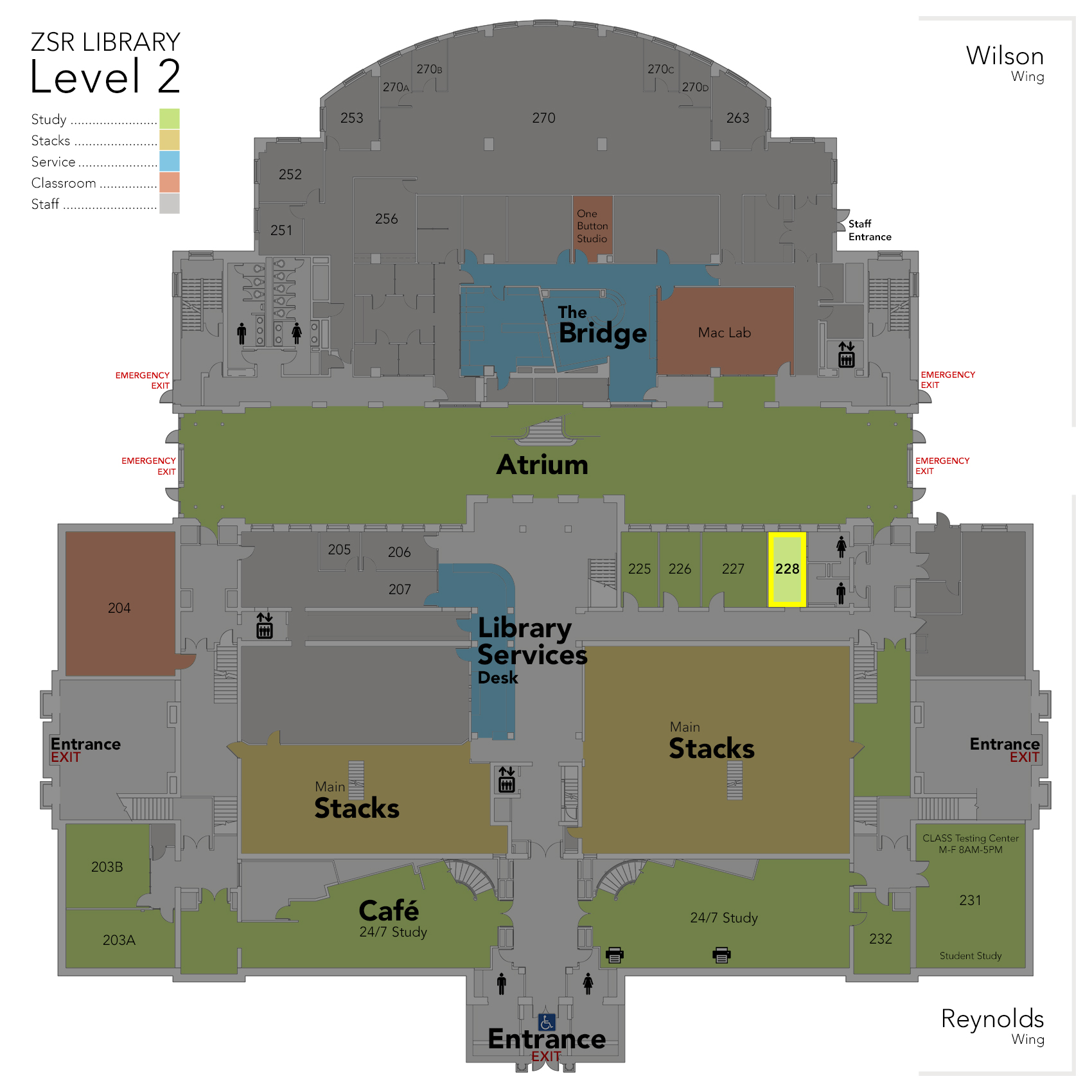 Level 2 Study Room 228 map